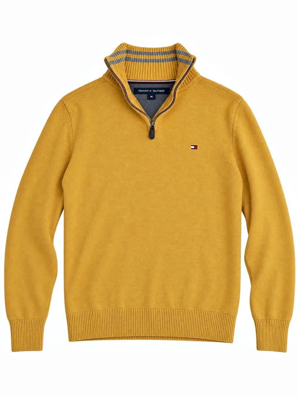 Tommy Hilfiger Mustard Yellow Quarter Zip Knit Sweater Size S